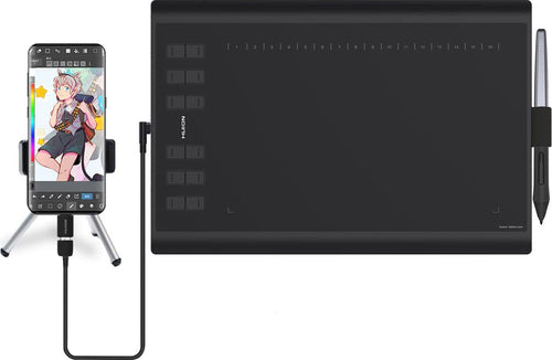 HUION H1060P Tavoletta Grafica con Area di lavoro da 10 x 6,25 pollici (dispositivi Android supportati) con Supporto per Stilo senza Batteria Insegnamento Lavoro Online Conferenze Web