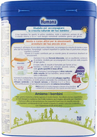 HUMANA 3 Latte in Polvere 1100 gr Latte Artificiale da 1 a 3 Anni Per dieta Bilanciata Humana 3 ProBalance Latte in Polvere Sanitaria Gioia del Bimbo - Villa San Giovanni, Commerciovirtuoso.it
