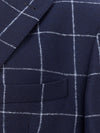 Malo Giacca in lana blu a quadri a contrasto da uomo