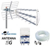 Kit Antenna TV UHF Digitale Terrestre Esterna DVB-T2 Con Amplificatore Da Interno 1 ingresso 2 uscite 24db