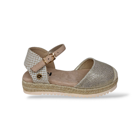 Espadrillas Bambina XTI Beige Oro con Fibia – Scarpe Cerimonia Eleganti e Comode