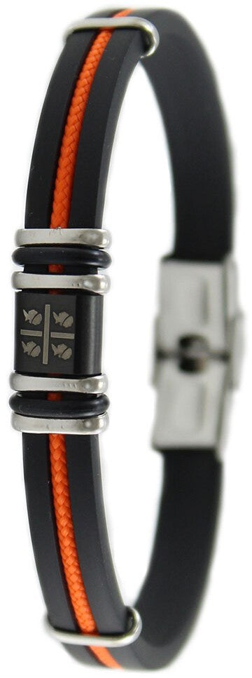 I Giampini bracciale gomma e acciaio con quattro mori incisi e cordino arancione