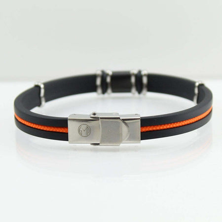 I Giampini bracciale gomma e acciaio con quattro mori incisi e cordino arancione