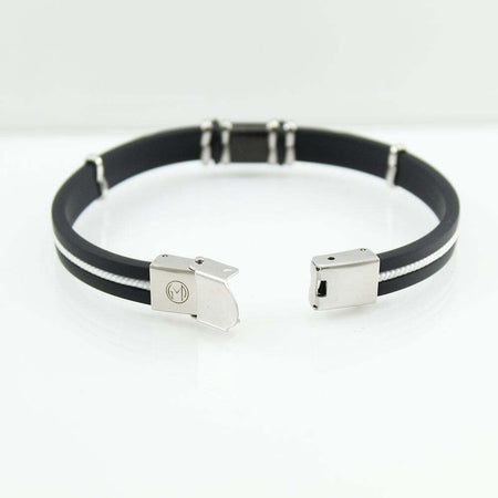 I Giampini bracciale gomma e acciaio con quattro mori incisi e cordino bianco