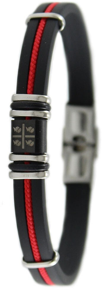 I Giampini bracciale gomma e acciaio con quattro mori incisi e cordino rosso