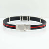 I Giampini bracciale gomma e acciaio con quattro mori incisi e cordino rosso