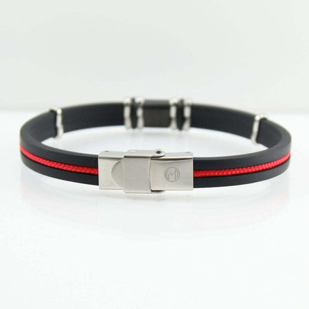 I Giampini bracciale gomma e acciaio con quattro mori incisi e cordino rosso