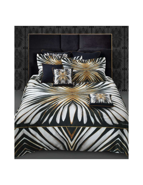 Completo Lenzuola Matrimoniale Cotone Roberto Cavalli Ray Of Gold Raso