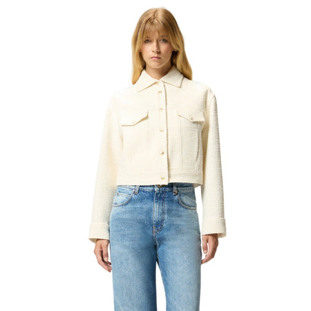 Pinko piumini donna pinko - gelato giubbino tweed - bianco da donna