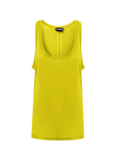 Tom Ford Top smanicato in seta giallo da donna