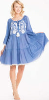 Iconique Abito Donna Corto Blu Con Manica Volant 100% Cotone Con Ricami E Merletti Vestito Estivo Ampio Con Scollatura a Barca Regolabile E Coulisse Moda/Donna/Abbigliamento/Vestiti/Casual You Store - Messina, Commerciovirtuoso.it