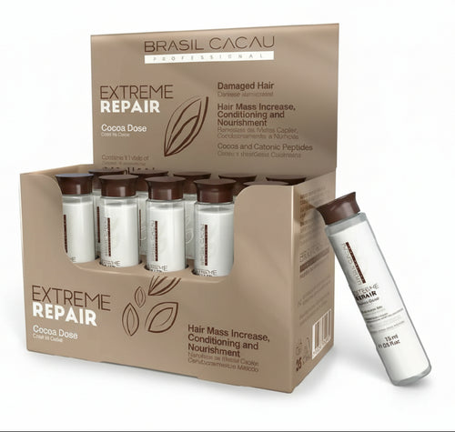Cadiveu brasil cacau extreme repair cocoa dose 10 fiale x 15 ml ricostruisce l'integrità strutturale del capello