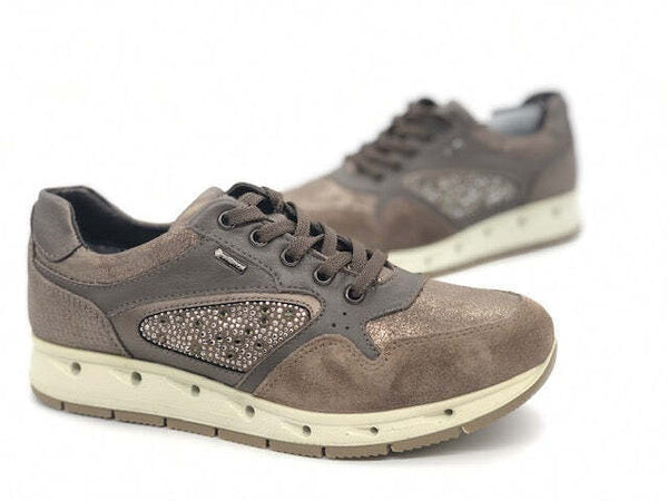 IGI&CO Sneaker donna beige scuro con brillantini