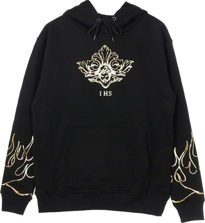 IHS-Felpa-Leggera-Cappuccio-Uomo-3d-Print-Flames-&amp;angel-Hoodie-Black-da-uomo