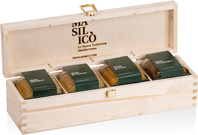 Il-Nettare-Degli-Dei-Cesto-Regalo-Con-Miele-Pregiato-Grezzo-Made-in-Italy-4-Pz.-Masilicò