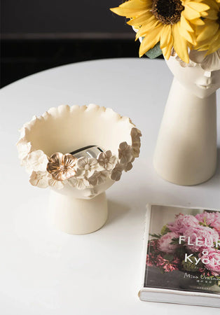 Statua decorativa testa porta vaso da interno ed esterno in poliresina h 13 cm