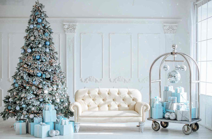 Palline in vetro per albero di natale blu ghiaccio decorazione natalizia 24 Palline da Ø 2,5 cm