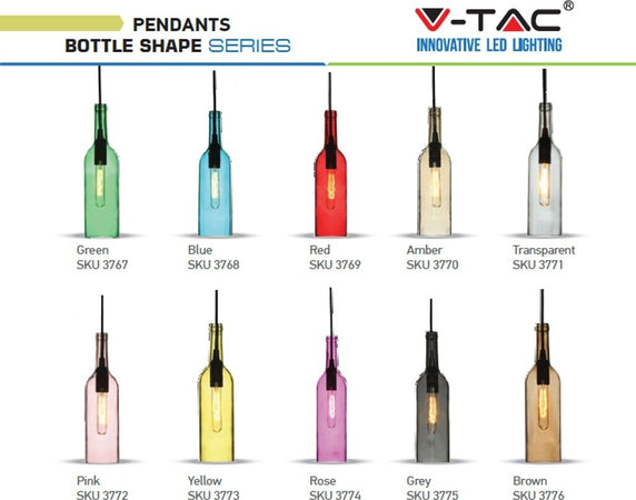 ILLUMINAZIONE V-TAC LED LAMPADARIO PORTALAMPADA BOTTIGLIA PENDENTE E14 COLORATO  Trade Shop italia - Napoli, Commerciovirtuoso.it