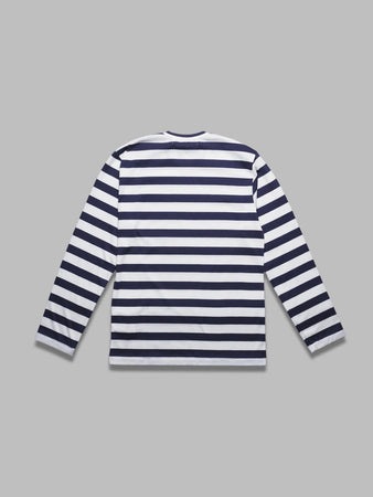COMME DES GARCONS PLAY t-shirt stripe emblem x rhinestone da uomo