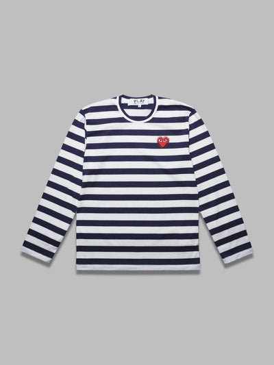 COMME DES GARCONS PLAY t-shirt stripe emblem x rhinestone da uomo