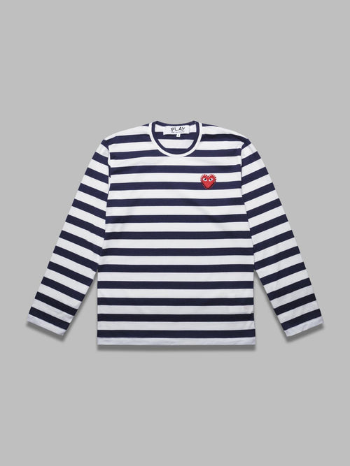COMME DES GARCONS PLAY t-shirt stripe emblem x rhinestone da uomo