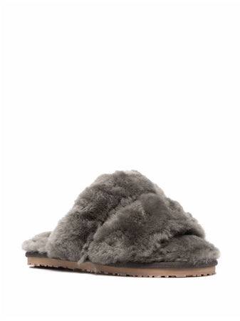 MOU 2 stripes sheepskin fur slipper da donna