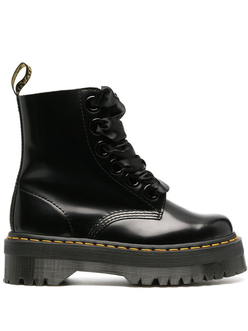 DR. MARTENS Anfibi Molly in pelle con lacci in raso da donna