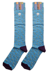 Calze Lunghe Uomo Gallo Fantasia Api Azzurro Viola - Cotone Superleggero