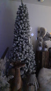 Albero di natale Slim innevato Kentucky in PVC + Flock Bianco per dimensioni ridotte