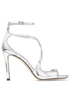 Jimmy Choo Sandali in pelle effetto metallizzato liquido argento da donna