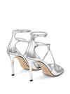 Jimmy Choo Sandali in pelle effetto metallizzato liquido argento da donna
