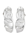 Jimmy Choo Sandali in pelle effetto metallizzato liquido argento da donna