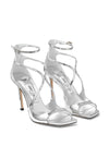 Jimmy Choo Sandali in pelle effetto metallizzato liquido argento da donna
