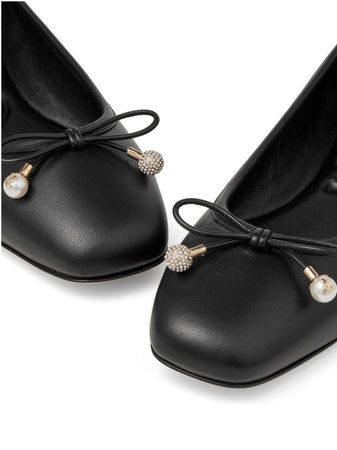 Jimmy Choo Scarpe basse in nappa nera con perle da donna