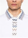MISSONI polo in jersey con inserti in maglia chevron da uomo