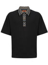MISSONI polo in jersey con inserti in maglia chevron da uomo