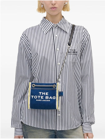 MARC JACOBS Borsa a tracolla con catena in denim da donna