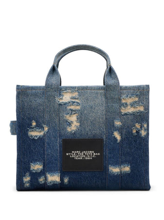MARC JACOBS Borsa tote media in denim Rip and Repair da donna