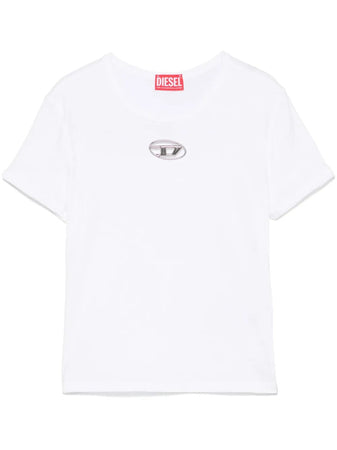 DIESEL t-shirt con placca logo da donna