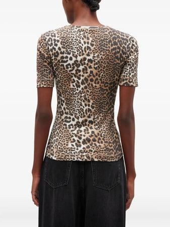 GANNI <h4> - T-Shirt con Stampa Animalier</h4> da donna