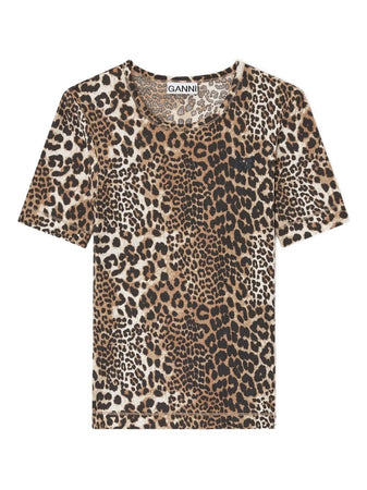 GANNI <h4> - T-Shirt con Stampa Animalier</h4> da donna