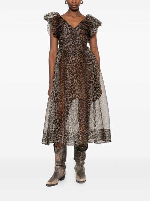 GANNI <h4> - Vestito in chiffon leopardato</h4> da donna
