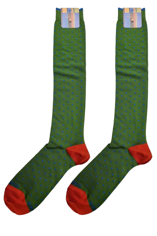 Calze lunghe uomo Gallo - Fantasia pois - verde/arancione/azzurro
