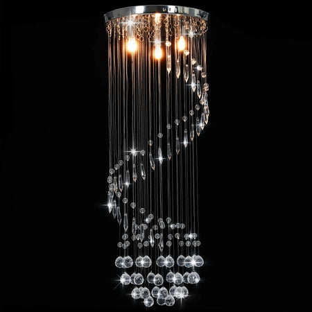 vidaXL Lampadario con Perle di Cristallo a Spirale Argento G9