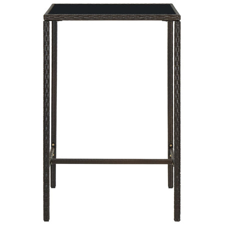 vidaXL Tavolo da Bar da Giardino Marrone 70x70x110 cm Polyrattan Vetro