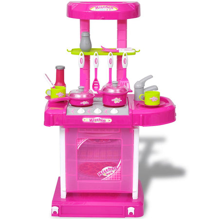 vidaXL Cucina Giocattolo per Bambini con Effetti Luce/Suoni Rosa