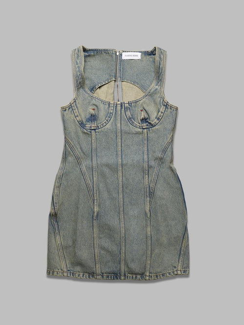MARINE SERRE moon laser denim mini dress da donna