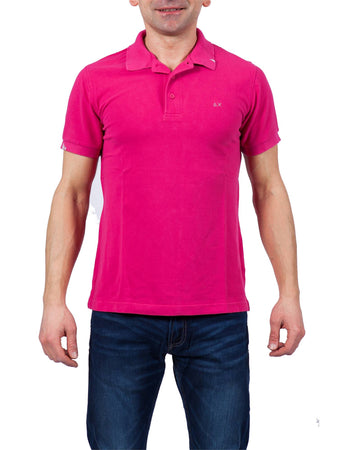 SUN68 Sun68 - Polo Vintag Sottocollo Scritta 17101 20 FUXIA da uomo