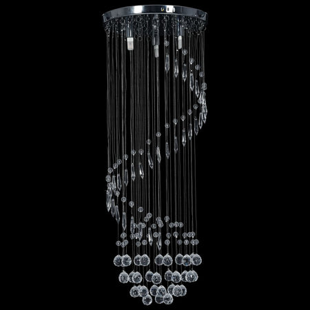 vidaXL Lampadario con Perle di Cristallo a Spirale Argento G9