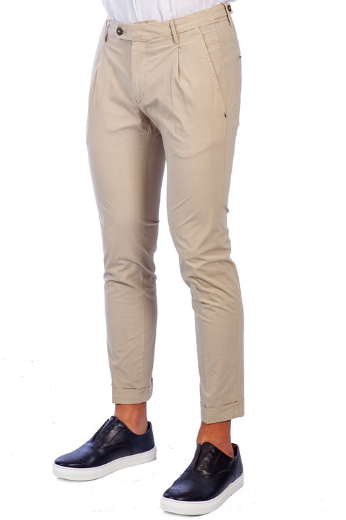 MICHAEL COAL Michael Coal - Pantalone Capri Con Pences Unito FREDERICK 2558 BEI C da uomo